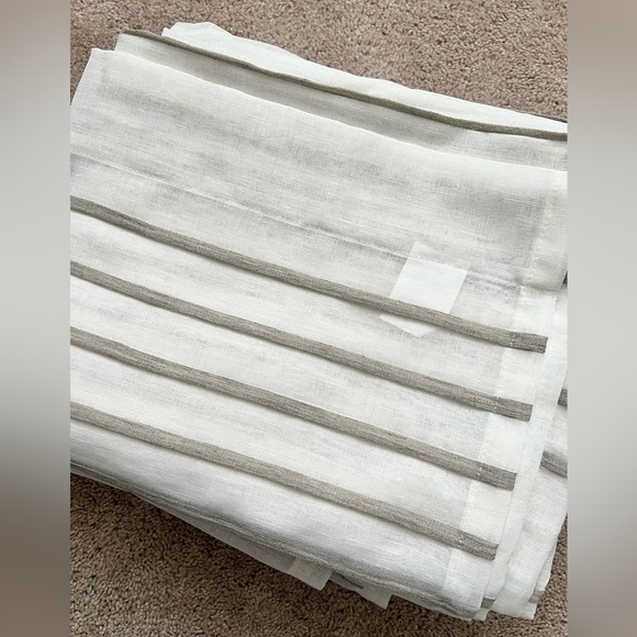 Taupe Striped Sheer Rod Pocket Curtain Panels - Set of 4 Panels - Picture 3 of 4